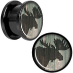 Holiday Rustic Wood Moose Black Screw Fit Plug Set Sizes 5mm to 20mm