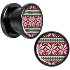Red Green Christmas Sweater Black Screw Fit Plug Set Sizes 5mm to 20mm