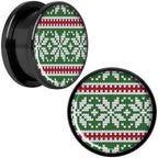 Green Red Christmas Sweater Black Screw Fit Plug Set Sizes 5mm to 20mm
