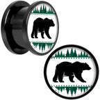 Winter Polar Bear in Woods Black Screw Fit Plug Set Sizes 5mm to 20mm