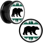 Winter Polar Bear in Woods Black Screw Fit Plug Set Sizes 5mm to 20mm
