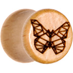 Organic Beechwood Geometric Butterfly Saddle Plug Set 0G to 25mm