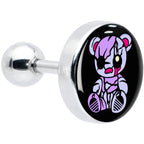 16G 1/4 Attitude Teddy Bear Tragus Cartilage Earring by Onyx O