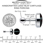 16G 1/4 Phrase Logo CVNTY Tragus Cartilage Earring by Onyx O