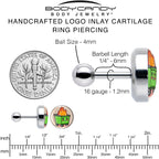 16G 1/4 Dumpster Fire Tragus Cartilage Earring by Onyx O