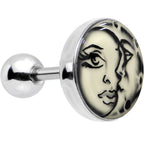 16G Celestial Sun Moon Glow in the Dark Tragus Cartilage Earring