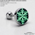 Glow in the Dark Holiday Snowflake Tragus Cartilage Earring by Onyx O
