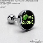 16G 1/4 Black Green Leaf Me Alone Tragus Cartilage Earring by Onyx O