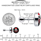 16G 1/4 Santa Pirate Candy Cane Tragus Cartilage Earring by Onyx O