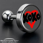 16G 1/4 XOXO Heart Tragus Cartilage Earring by Onyx O
