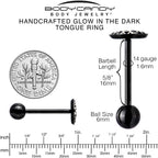 Black Glow in the Dark Holiday Snowflake Tongue Ring by Onyx O