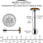 Orange Pumpkin Cat Jack-O-Lantern Barbell Tongue Ring by Onyx O