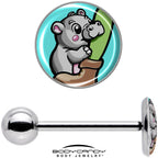 Cute Biting Baby Hippo Barbell Tongue Ring