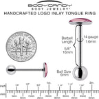 Pinkish Melting Heart Barbell Tongue Ring by Onyx O