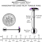 Black Mystic Kitty Cat Barbell Tongue Ring by Onyx O