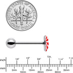 Holiday Peppermint Candy Barbell Tongue Ring