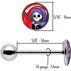 Grim Reaper Barbell Tongue Ring by Onyx O