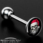 Holiday Skeleton Santa Claus Barbell Tongue Ring by Onyx O