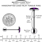 Purple Black Simple Skull Barbell Tongue Ring by Onyx O