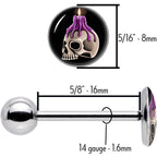 Burning Skull Candle Barbell Tongue Ring by Onyx O