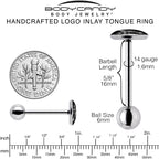 Black White Winged Cross Barbell Tongue Ring by Onyx O