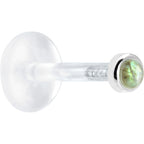 16G 5/16 Solid 14K White Gold 2mm Genuine Labradorite Bioplast Tragus Earring Stud
