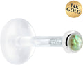 16G 5/16 Solid 14K White Gold 2mm Genuine Labradorite Bioplast Tragus Earring Stud