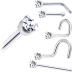 Platinum 1.5mm Genuine Diamond Nose Ring