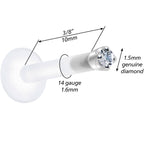 Solid 14K White Gold 1.5mm Genuine Diamond Bioplast Push in Monroe
