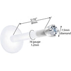 Solid 14K White Gold 1.5mm Genuine Diamond Bioplast Push in Monroe