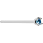 Solid 14K White Gold 1.5mm Genuine Blue Diamond Nose Ring