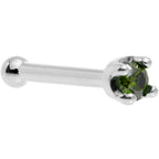 Solid 14K White Gold 1.5mm Genuine Green Diamond Nose Ring