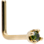 Solid 14K Yellow Gold 1.5mm Genuine Green Diamond Nose Ring