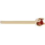 Solid 14K Yellow Gold 1.5mm Genuine Red Diamond Nose Ring