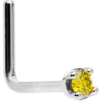 14k White Gold 2mm Lab Grown Yellow Diamond Nose Ring