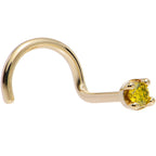 Solid 14K Yellow Gold 1.5mm Genuine Yellow Diamond Nose Ring