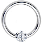 16G 1/2 Solid 14k White Gold 3mm Clear Cubic Zirconia Tension Captive Ring