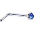 Solid 14K White Gold 2mm Dark Blue Synthetic Opal Nose Ring