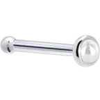 Solid 14K White Gold 2mm Cultured Pearl Nose Ring