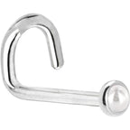 Solid 14K White Gold 2mm Cultured Pearl Nose Ring