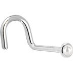 Solid 14K White Gold 2mm Cultured Pearl Nose Ring