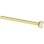 Solid 14K Yellow Gold 2mm Cultured Pearl Nose Ring