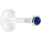 16G 1/4 Solid 14K White Gold 2mm Genuine Blue Lapis Lazuli Bioplast Tragus Earring Stud