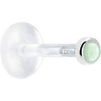 16G 1/4 Solid 14K White Gold 2mm Genuine Aventurine Quartz Bioplast Tragus Earring Stud