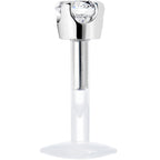 16G 1/4 Solid 14K White Gold 3mm Clear Cubic Zirconia Bioplast Tragus Earring Stud