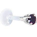 16G 1/4 Solid 14K White Gold 3mm Amethyst Cubic Zirconia Bioplast Tragus Earring Stud