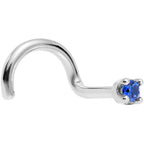 Solid 18K White Gold 1.5mm Genuine Blue Sapphire Nose Ring