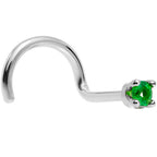 Solid 18K White Gold 1.5mm Genuine Emerald Nose Ring