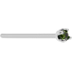 Solid 18K White Gold 1.5mm Genuine Green Diamond Nose Ring