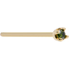 Solid 18K Yellow Gold 1.5mm Genuine Green Diamond Nose Ring
